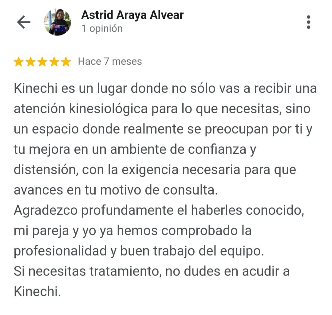 Reseña de Google de un paciente de Kinechi (9 de 9)