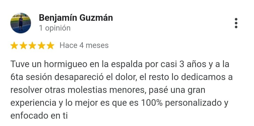 Reseña de Google de un paciente de Kinechi (7 de 9)