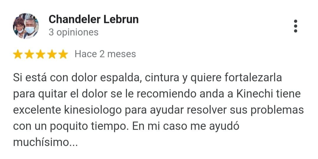 Reseña de Google de un paciente de Kinechi (6 de 9)