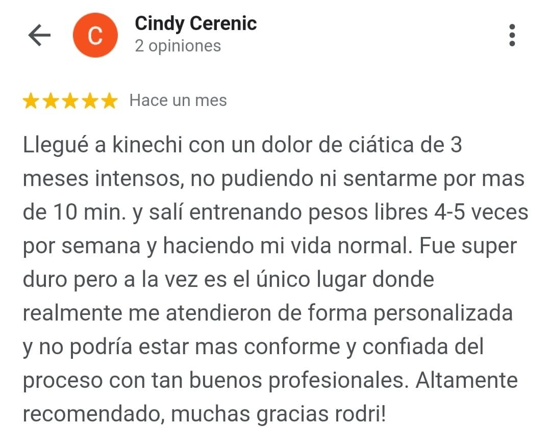 Reseña de Google de un paciente de Kinechi (5 de 9)