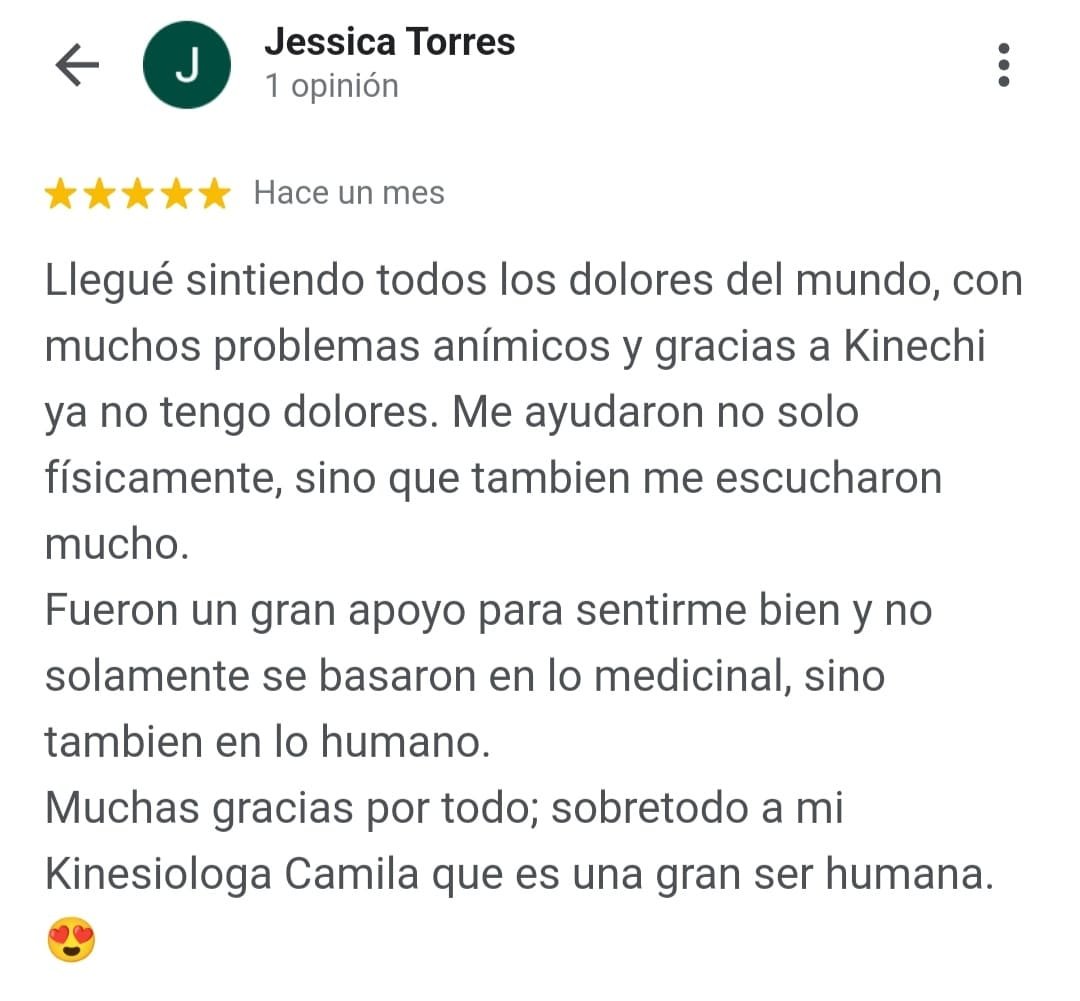 Reseña de Google de un paciente de Kinechi (4 de 9)