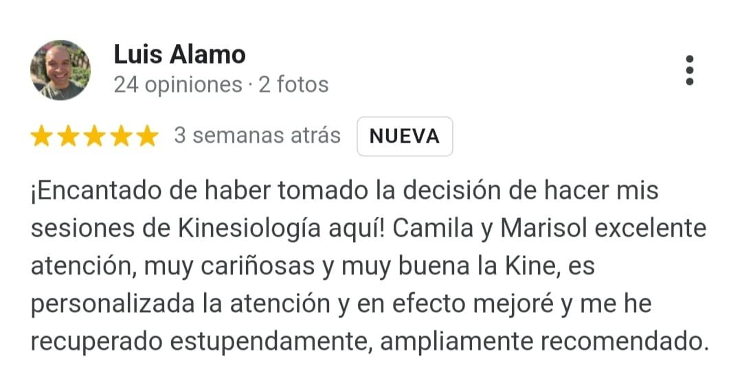 Reseña de Google de un paciente de Kinechi (3 de 9)