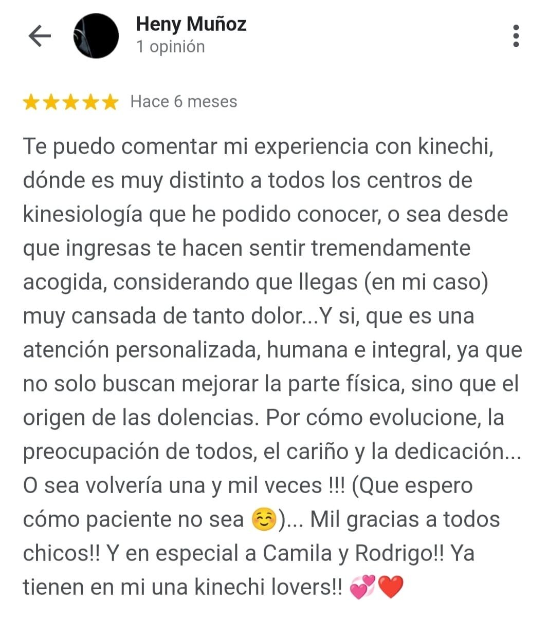 Reseña de Google de un paciente de Kinechi (1 de 9)